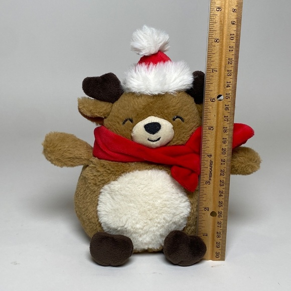 Vintage Hug Fun Chubby Christmas Reindeer Plush Stuffed Animal Toy Santa Hat - Picture 7 of 7